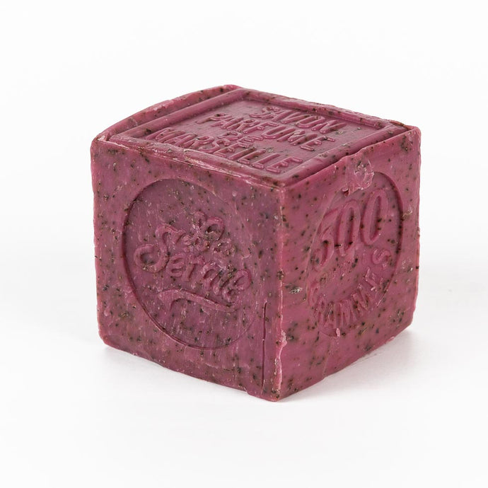 Cube de savon de Marseille - Vignes Rouges broyées