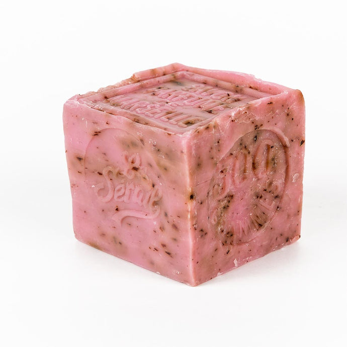 Cube de savon de Marseille - Pétales de rose broyées